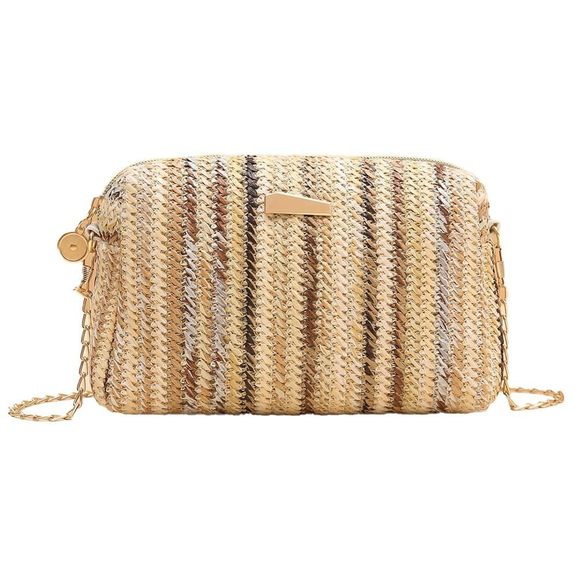 Straw Tote Bag Rainbow Striped Casual Beach Shoulder Bag Summer :') - Picture 1 of 5